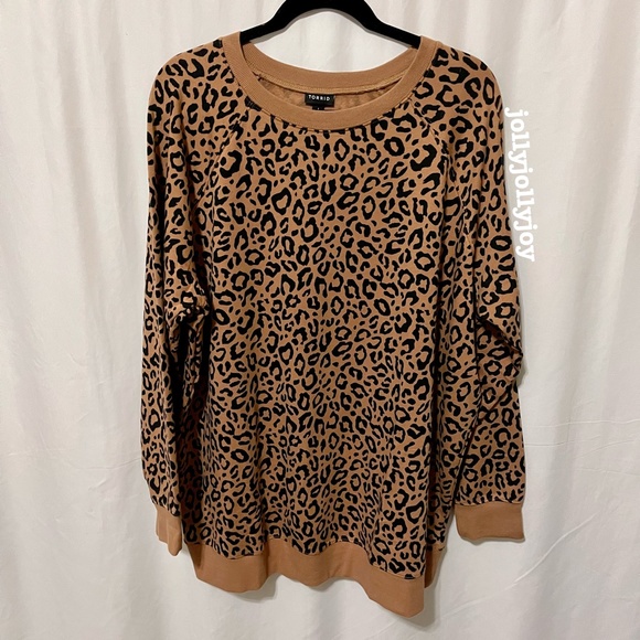 SET: Torrid Super Soft Fleece Leopard Raglan Sweatshirt/Jogger 1X - Picture 5 of 16